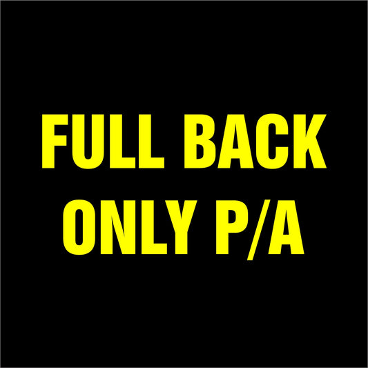 FULL BACK ONLY PRINT AND APPLICATION