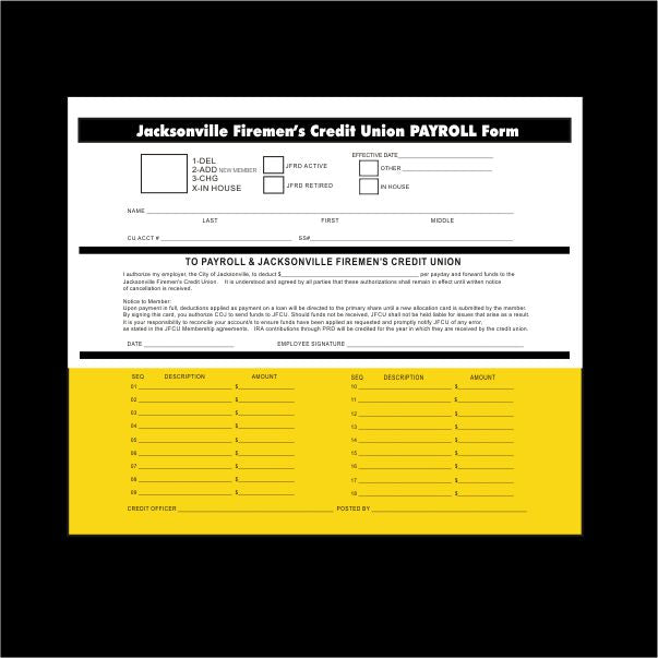 2500 JFCU Payroll Forms